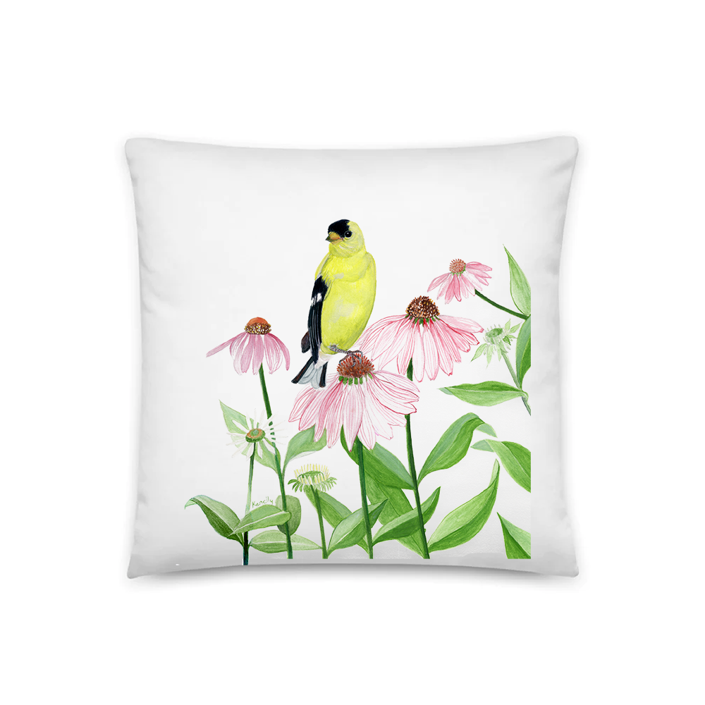 Northern Goldfinch Throw Pillow