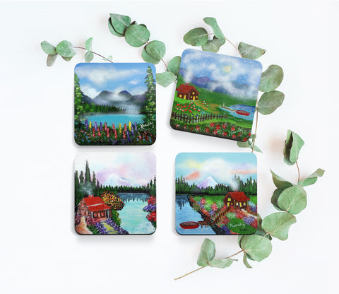 Mini Painting / Coaster Set of 4