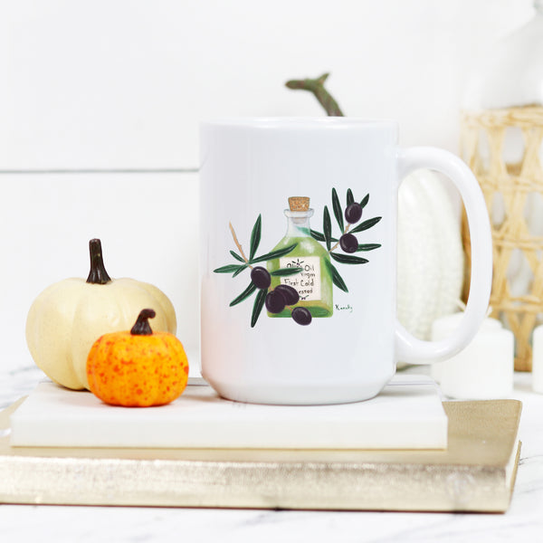 Olive and Oil Deluxe 15 oz Mug