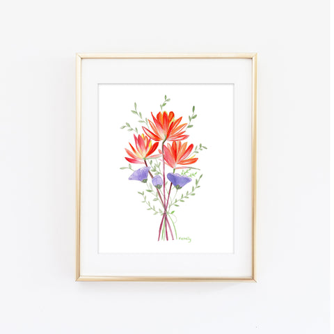 Painted Brush Flowers for You Art Print