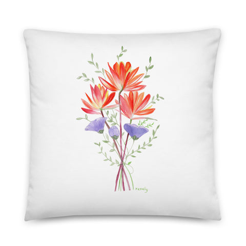 Painted Brush Flowers For You Throw Pillow
