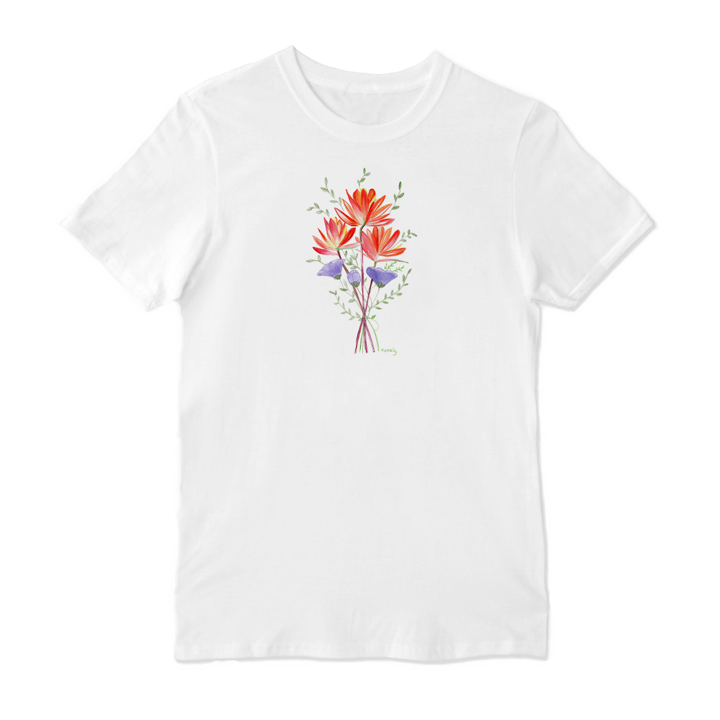Painted Brush Flowers For You Crew Neck T-shirt