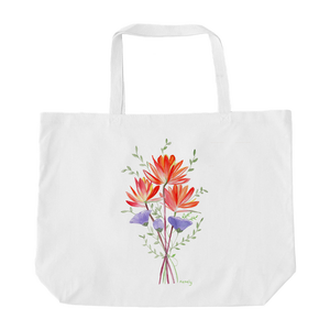 Painted Brush Flowers For You Oversized Tote