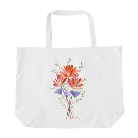 Painted Brush Flowers For You Oversized Tote