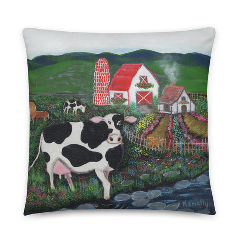 The Red Roof Farm Throw Pillow