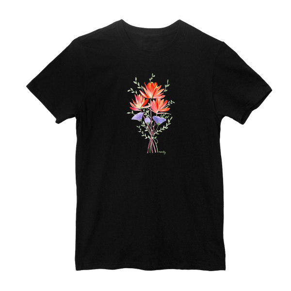 Painted Brush Flowers For You Crew Neck T-shirt
